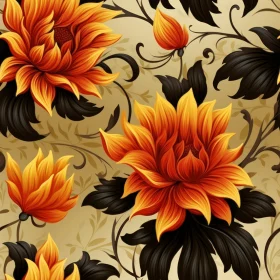 Vintage Floral Pattern on Beige Background