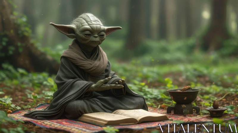 AI ART Yoda in Forest Meditation - Character Photo