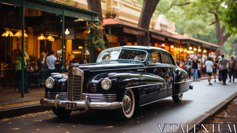 Black Vintage Car on City Street - Packard Automotive Photography AI Image