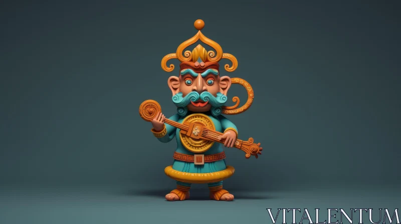AI ART Cartoon Character Playing Music in 3D
