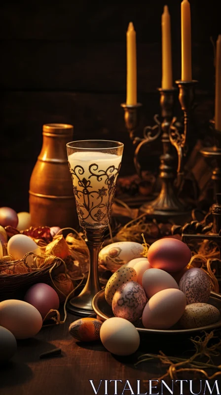 Charming Easter Table Scene - A Nostalgic Celebration of Rural Life AI Image
