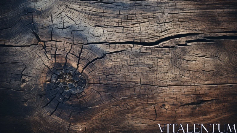 AI ART Dark Wooden Surface with Knot - Textured Wood Photography