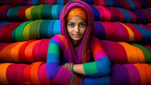 Indian Woman in Colorful Traditional Dress