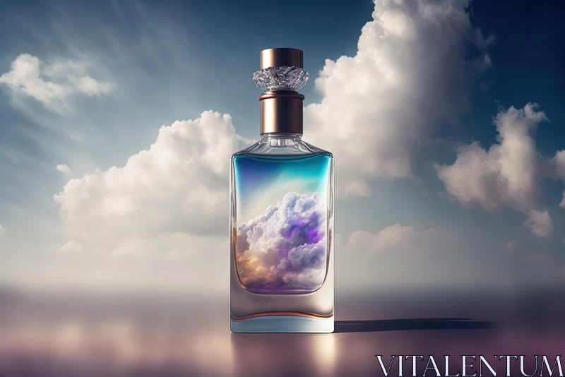 AI ART Photorealistic Fantasies: A Dreamy and Romantic Bottle of Liquor with Clouds