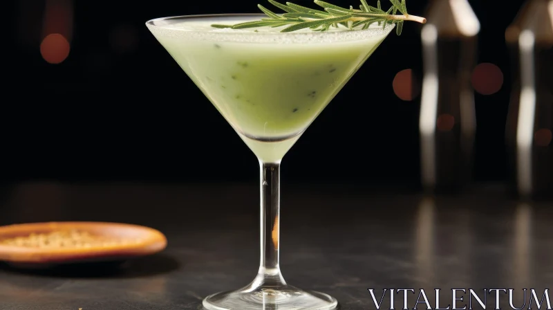 Refreshing Light Green Cocktail in Martini Glass AI Image
