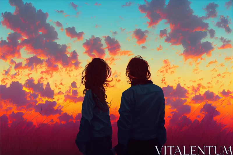 Romantic Sunset Painting | Digital Manga Art AI Image