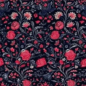 Dark Blue Floral Seamless Pattern for Fabric Design