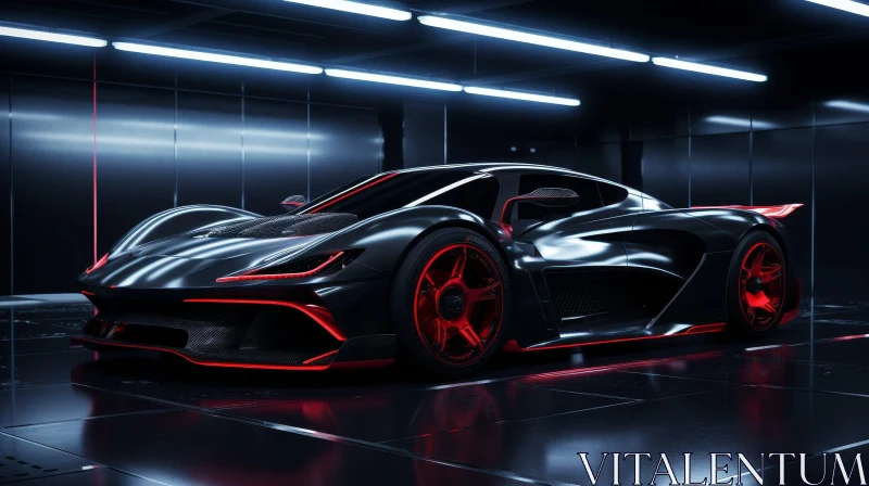 Dark Futuristic Sports Car Render AI Image