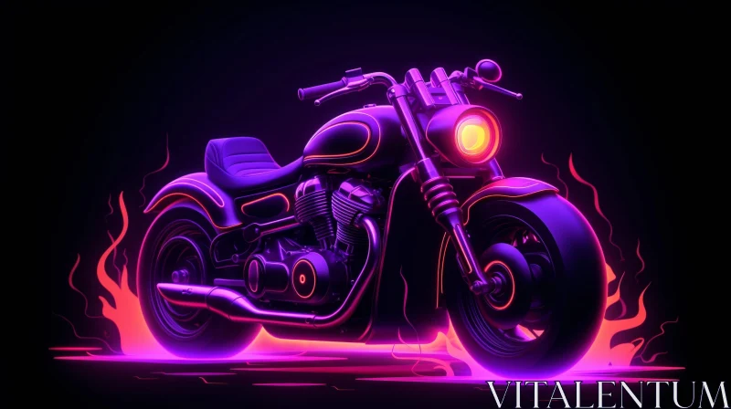 AI ART Detailed Digital Painting of a Motorcycle in Flames