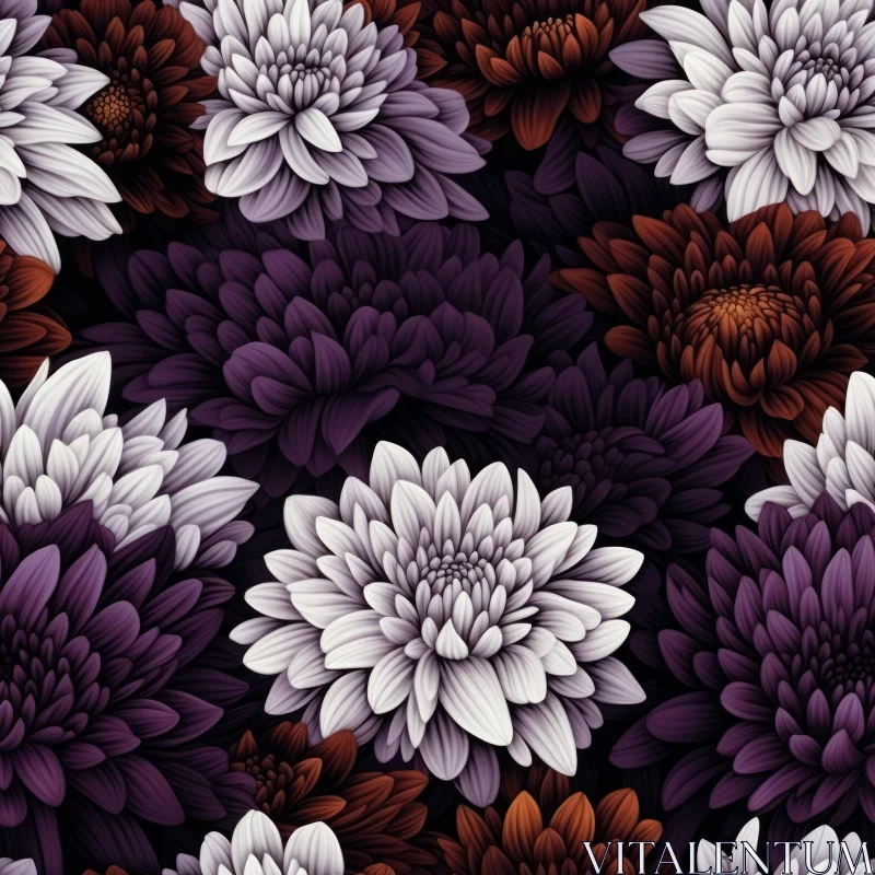 AI ART Elegant Chrysanthemum Floral Pattern