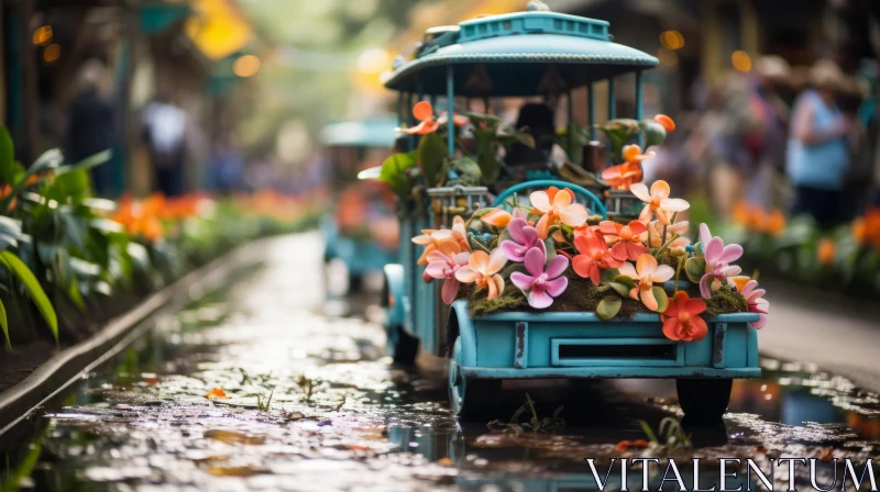 Floral Adorned Vehicle at Thai Flower Festival AI Image