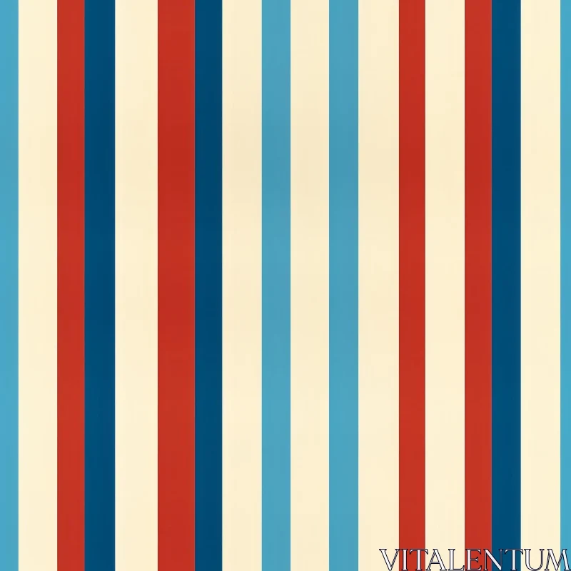 AI ART Red, Blue, and Cream Vertical Stripes Pattern