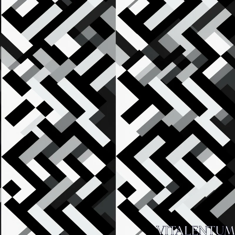 AI ART Black and White Geometric Pattern - Seamless Design