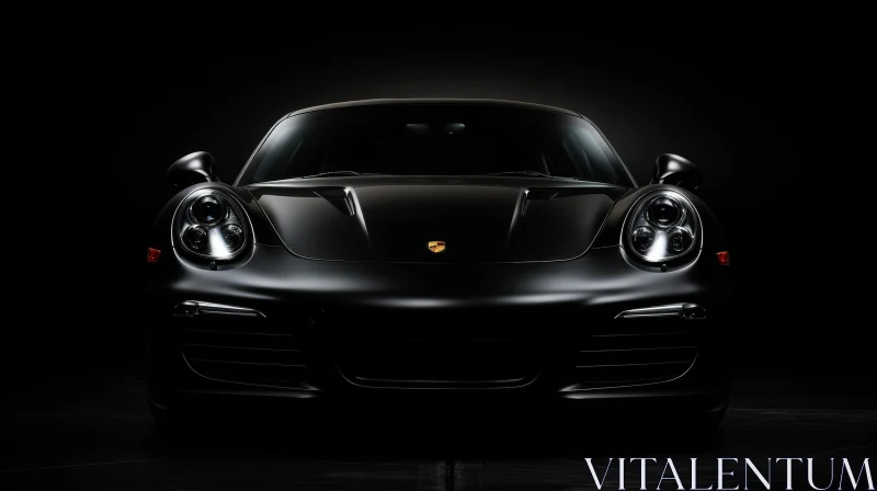 Black Porsche 911 Carrera Sports Car in Shadows AI Image