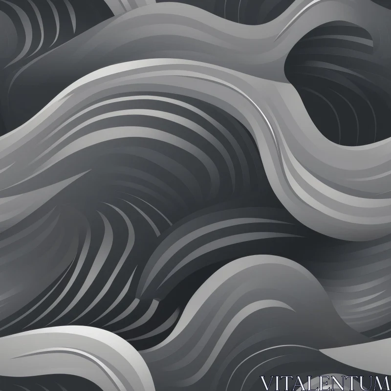 Seamless Waves Gradient Pattern - Grey Tones AI Image