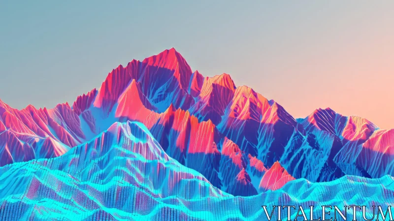 Snow-Covered Mountain Range Landscape AI Image