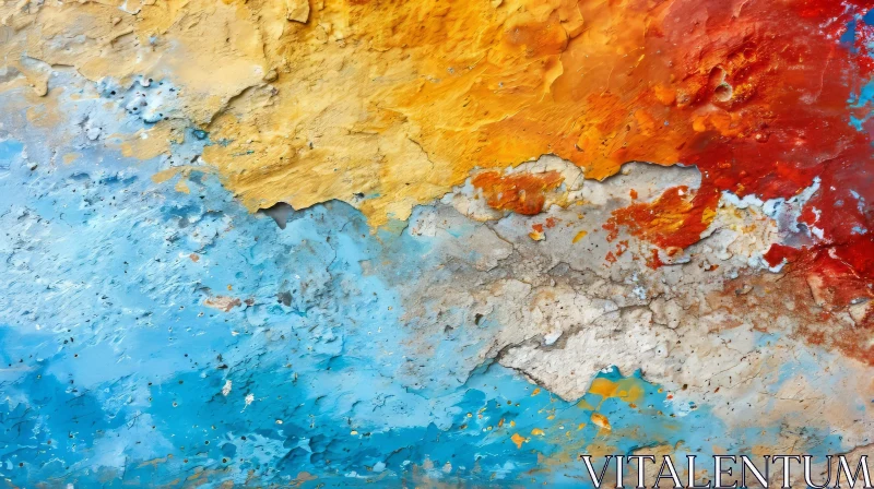 Weathered Wall with Captivating Colors - Abstract Art AI Image