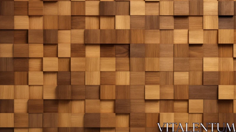 AI ART Wooden Cube Wall 3D Render - Depth and Texture