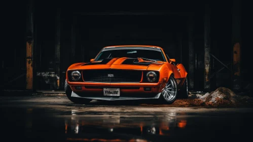Classic Orange Muscle Car - Vintage Automotive Photography