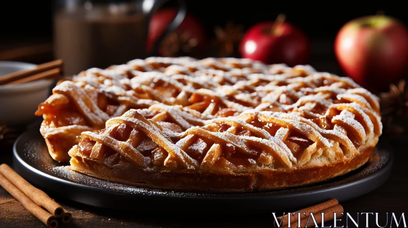 Delicious Homemade Apple Pie with Lattice Crust AI Image
