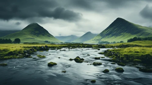 Misty Valley Landscape in Scottish Highlands