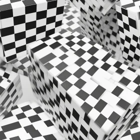 Monochrome Checkered Cubes on White Background
