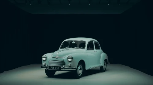 Old Classic Car in Darkroom: Realistic Baroque Art