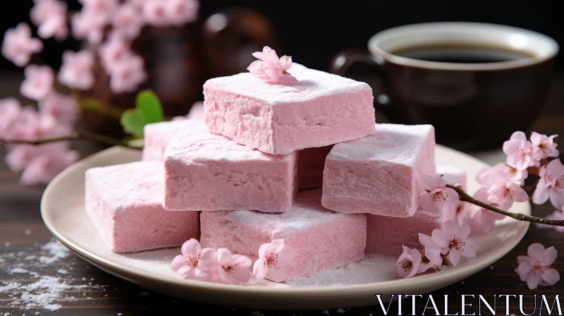 Pink Marshmallows Delight | Sweet Dessert Photography AI Image
