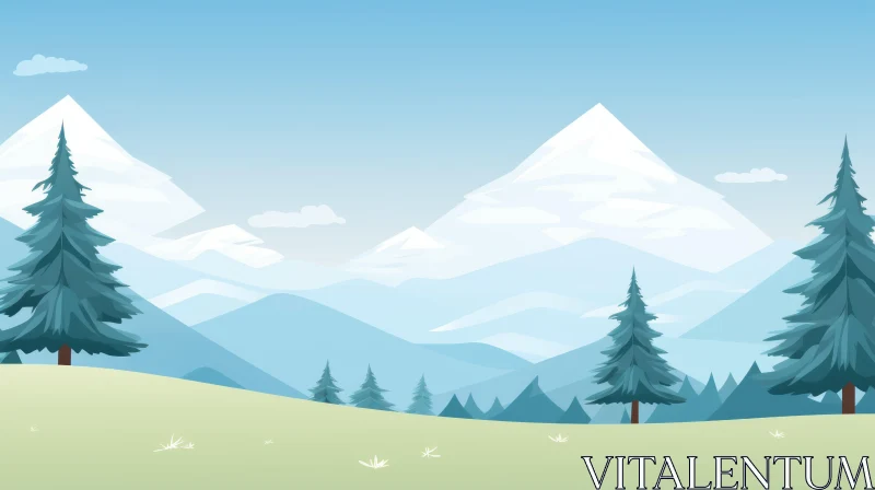 Serene Snow-Capped Mountains Landscape AI Image