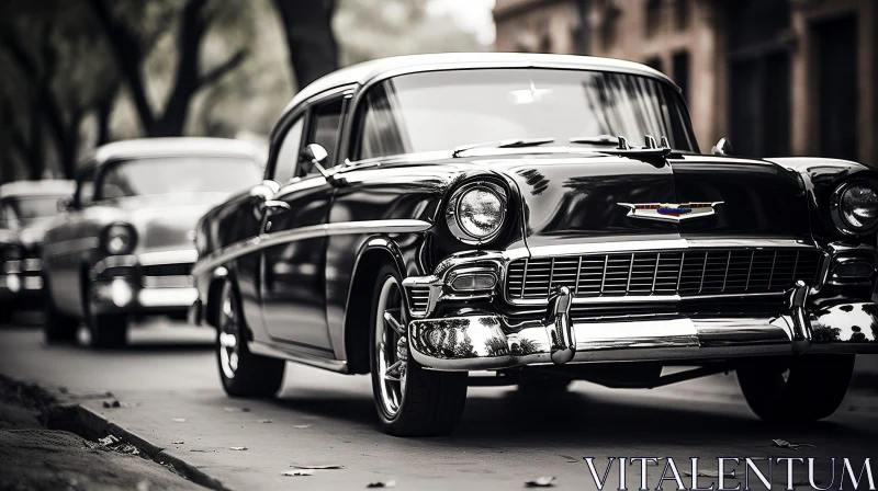Vintage Chevrolet Bel Air on Tree-Lined Street AI Image