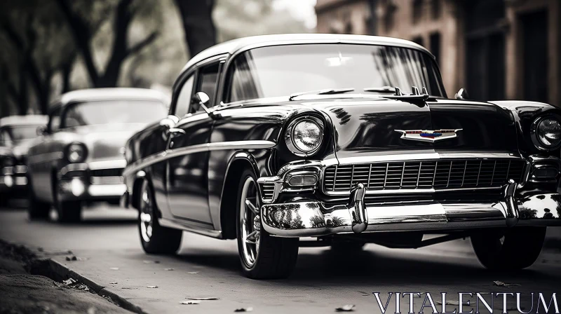 AI ART Vintage Chevrolet Bel Air on Tree-Lined Street