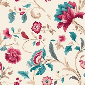 Vintage Floral Pattern on Beige Background