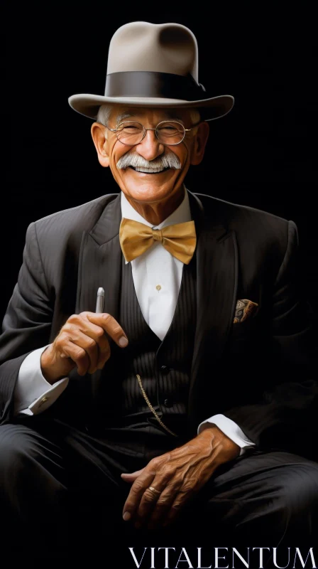 Vintage Smiling Elderly Man Portrait AI Image