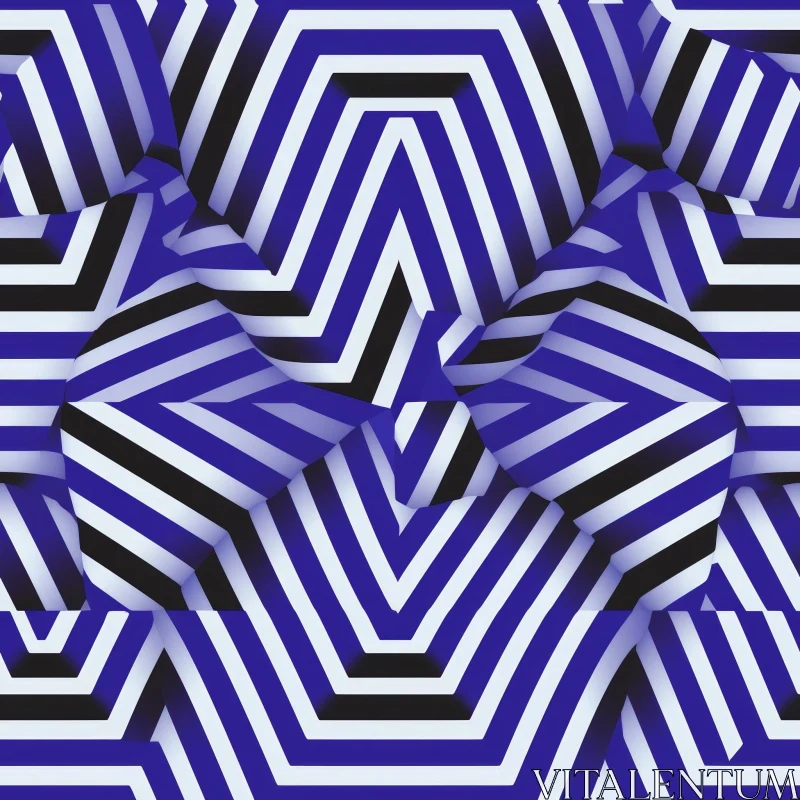 Blue and White Striped Geometric Pattern AI Image