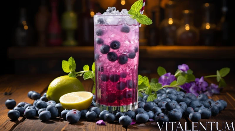 Blueberry Cocktail Photography AI Image