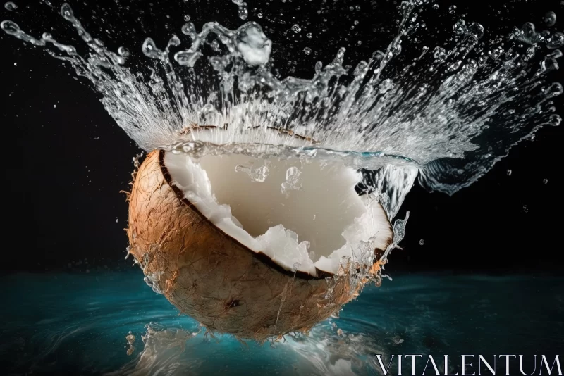 Captivating Coconut in Water - Darkroom Photography AI Image