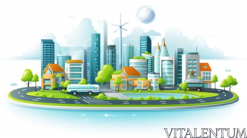 Cityscape Illustration - Urban Vector Art AI Image