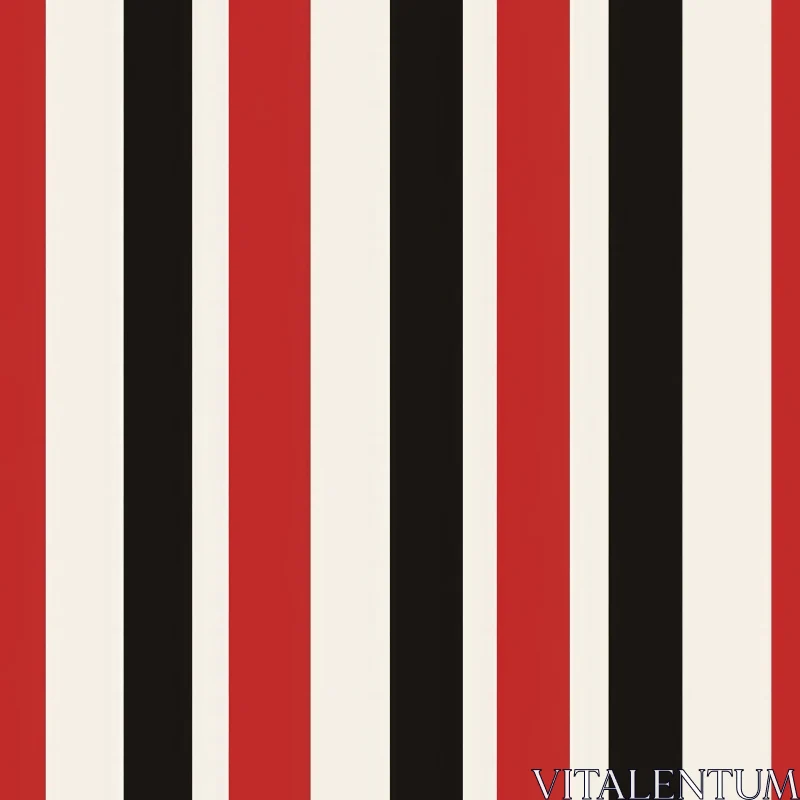 Classic Vertical Stripes Pattern in Black, Red, and Cream AI Image