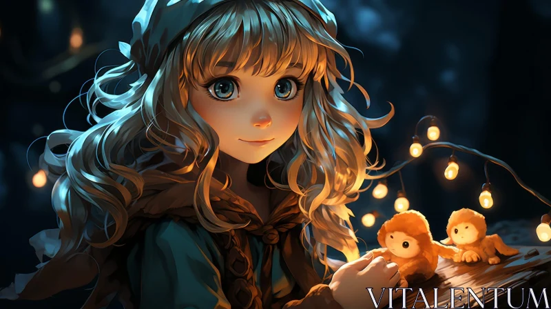 Enchanting Girl in Forest - Digital Art AI Image