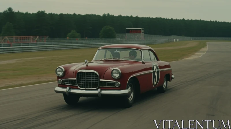Red 1955 Hudson Hornet Racing on Track AI Image