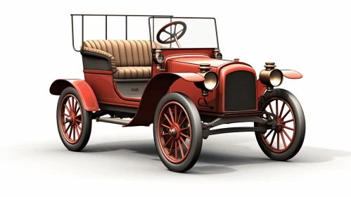 Vintage Red Car: Realistic Rendering with Sepia Tone