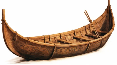 Ancient Viking Boat - Wooden Crafted Vessel