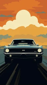 Classic 1960s Chevrolet Camaro SS Digital Illustration