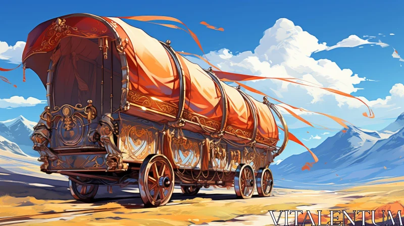 Covered Wagon in Desert Landscape AI Image