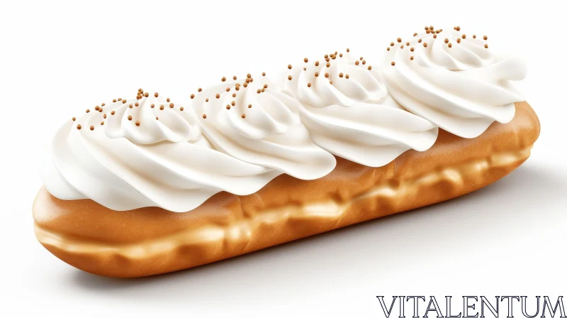 Delicious Eclair with Whipped Cream - Tempting Treat AI Image