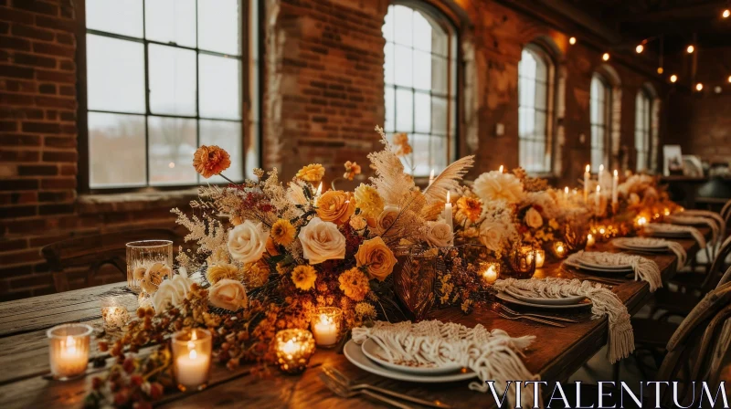 Elegant Wooden Table Decor for a Special Event AI Image
