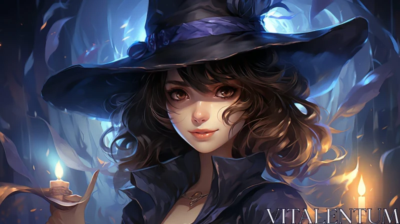 Enchanting Witch Portrait under Moonlight AI Image