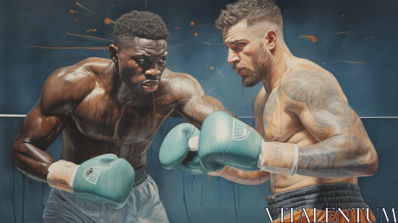 Intense Boxing Match Painting - Sports Art AI Image