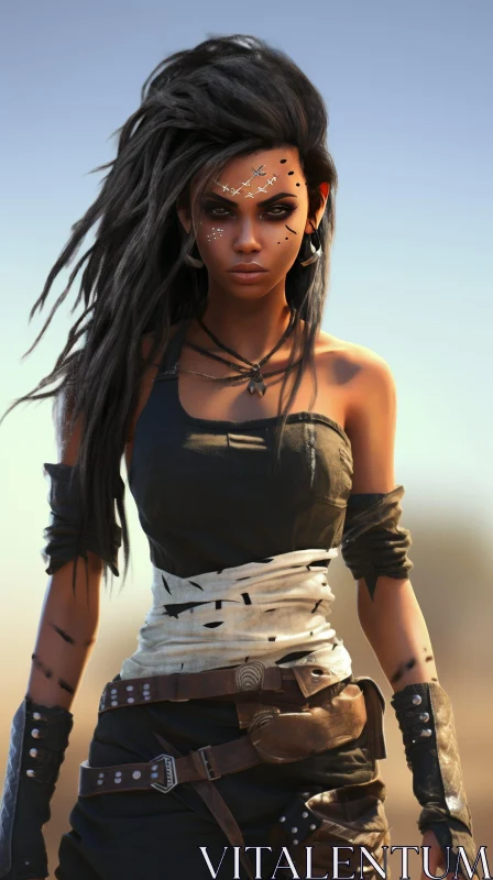 Portrait of a Determined Woman in Desert AI Image