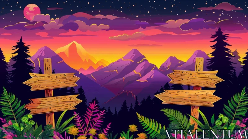 AI ART Serene Mountain Sunset Landscape